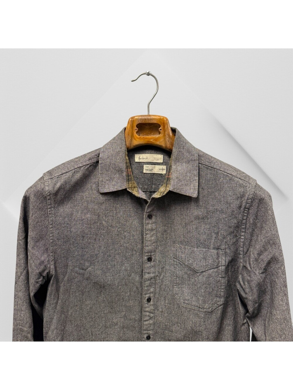 Revilve Nortwick Gray Flannel Mens Small Shirt Button Down S 100% Cotton